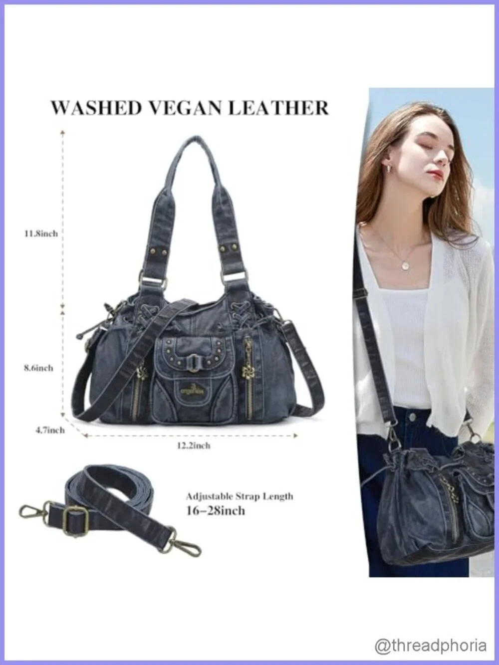 Women's Small Hobo Bag Faux Leather Crossbody Shoulder Purse with Removable